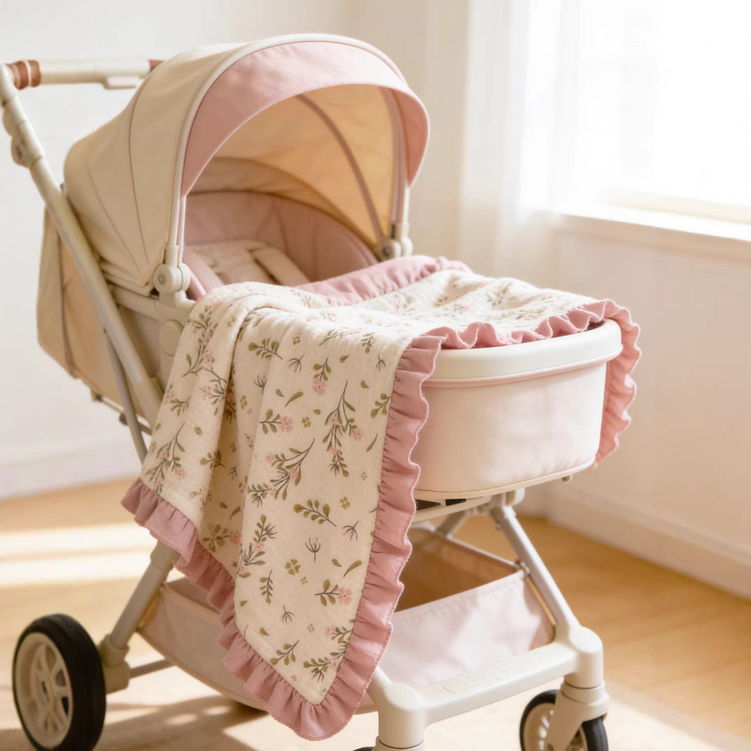 Soft Muslin Baby Blanket with Frill Edging kalsten
