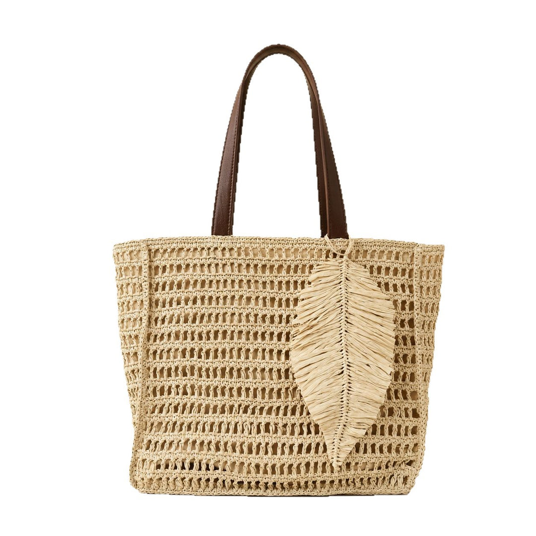 Macramé Beach Bag with Leather Accents Kalsten