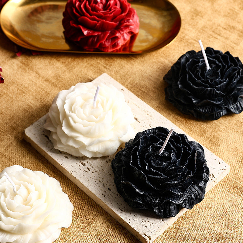 Hand-Poured Rose-Shaped Decorative Soy Tabletop Candle Centerpiece