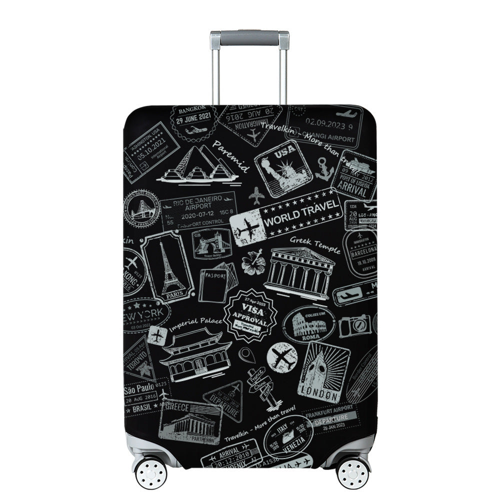 Unisex Hard Shell Travel Suitcase with Creative Travel Motif Kalsten