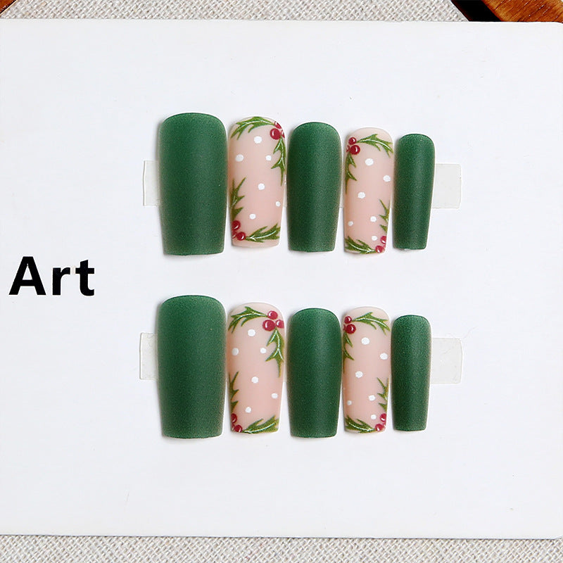 Acrylic nail set with festive Christmas design and elegant 3D embellishments Kalsten