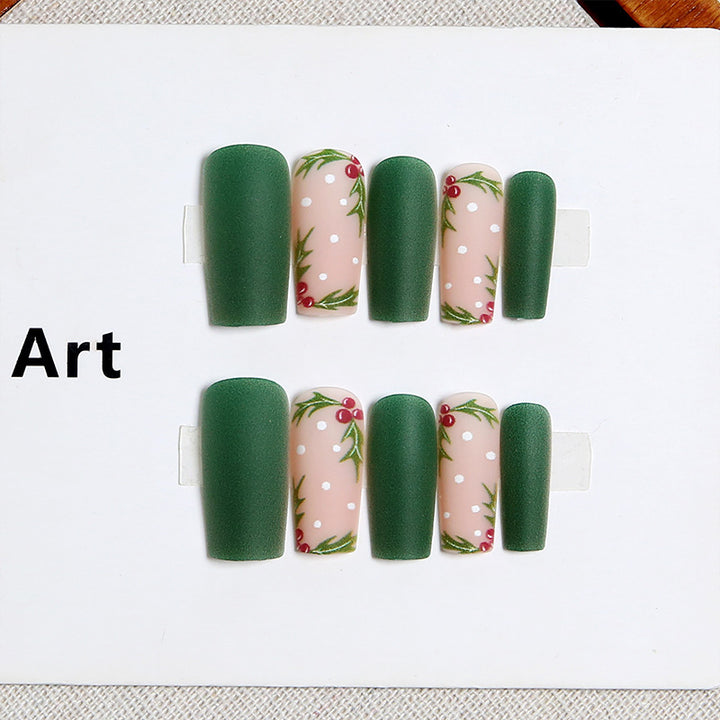 Acrylic nail set with festive Christmas design and elegant 3D embellishments Kalsten