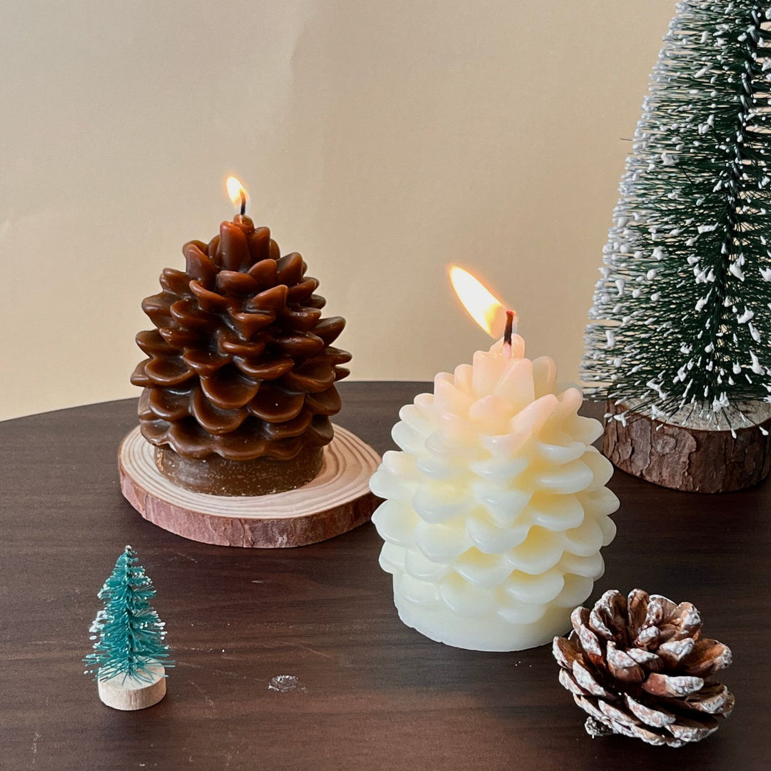 Handcrafted Botanical Pinecone Sculptural Candle with Cotton Wick