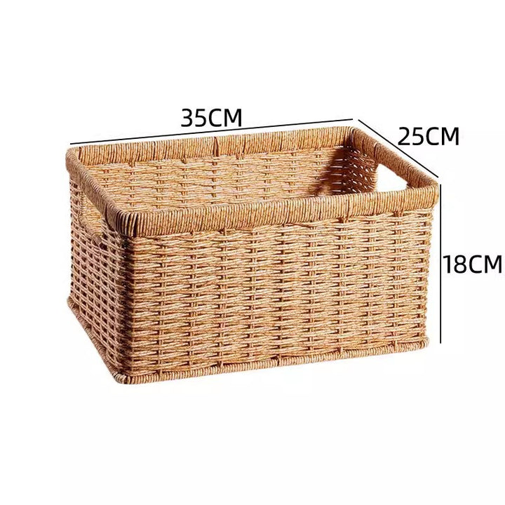 Women's Rectangular Storage Basket Made of Natural Wicker Kalsten