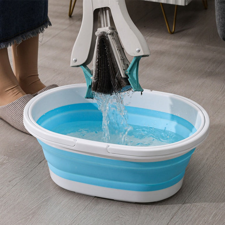 Foldable transport and washing tub with double carrying handle and integrated anti-slip base