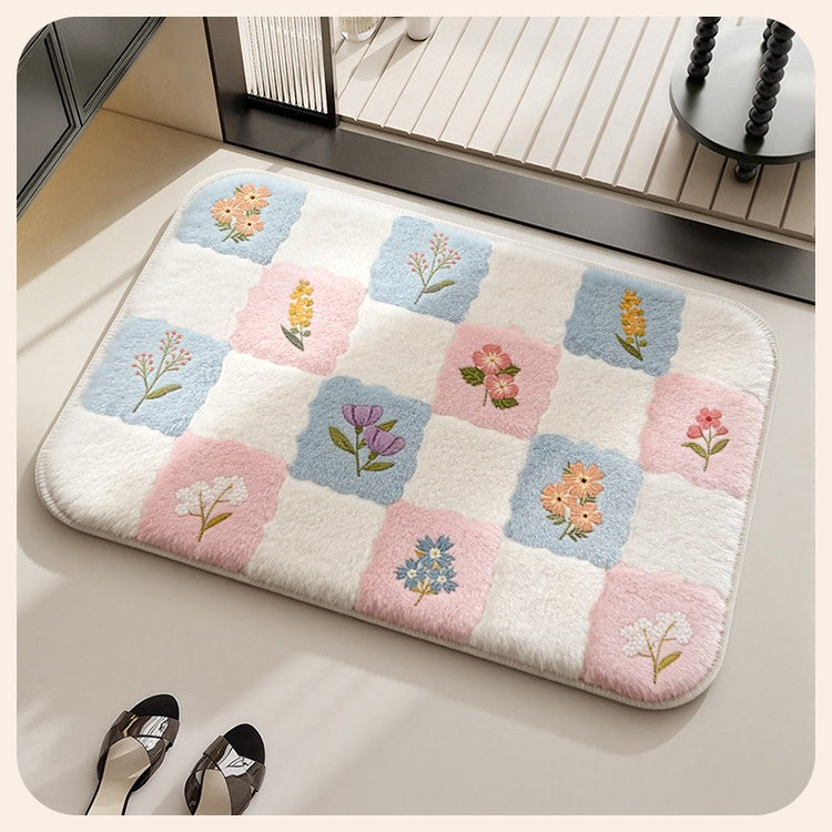 Floral Patterned Soft Bath Mat
