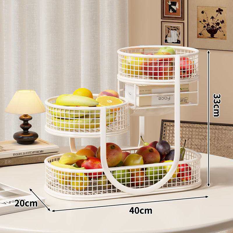 Three-Tier Metal Mesh Countertop Fruit & Produce Display Stand