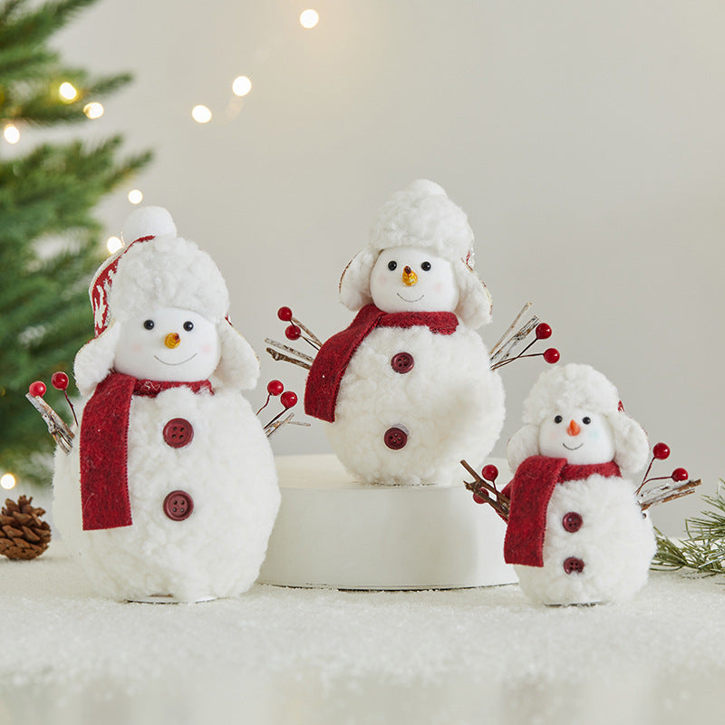 Whimsical Plush Snowman Figurine