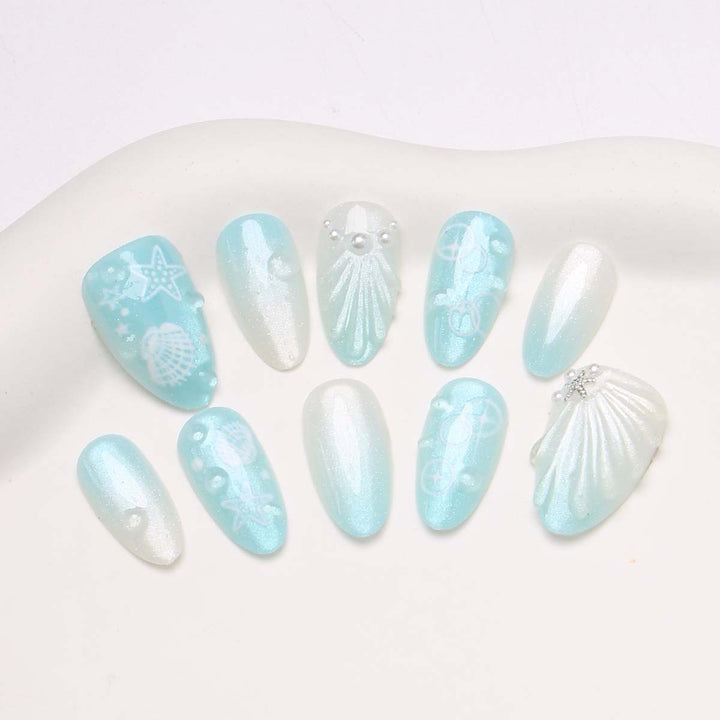 Artistic Ocean-Inspired Press-On Nail Set Kalsten