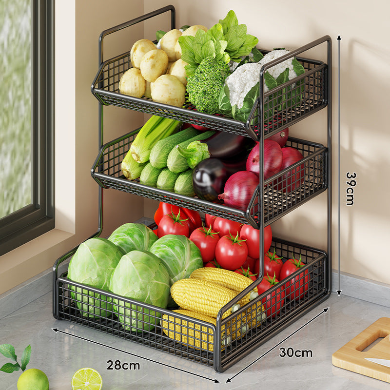 Multi-Tier Wire Mesh Kitchen Pantry Storage Organizer Rack