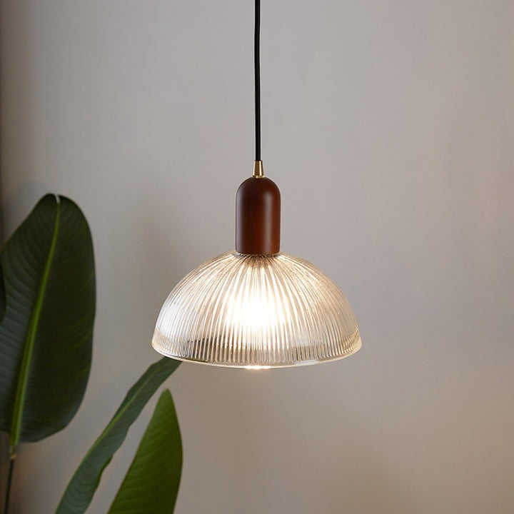Modern Ribbed Glass Pendant Light