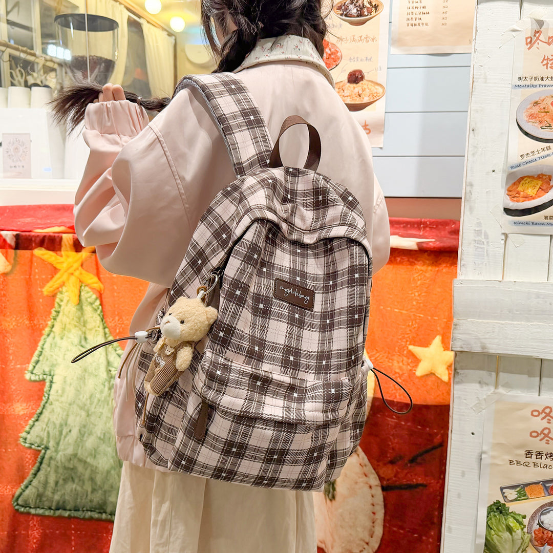 Trendy Plaid Pattern Backpack Kalsten
