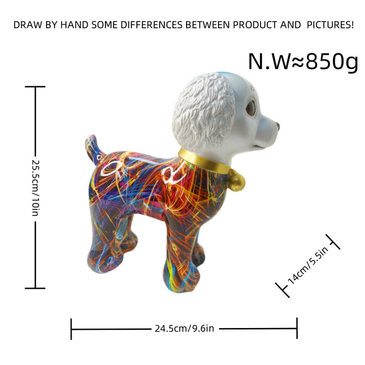 Artful dog sculpture with colorful design Kalsten