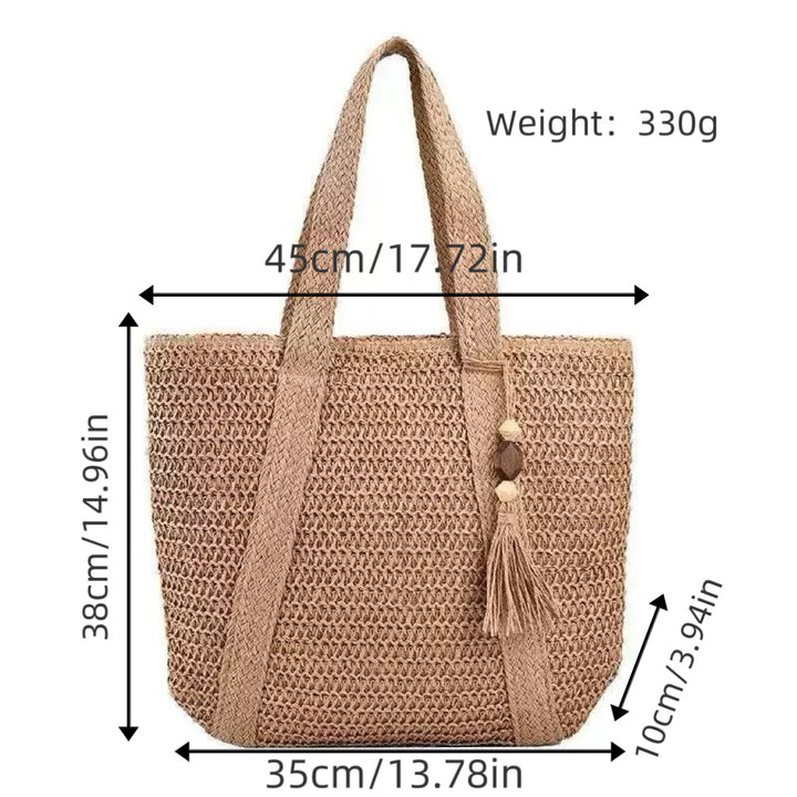 Braided beach bag with fringe detail Kalsten