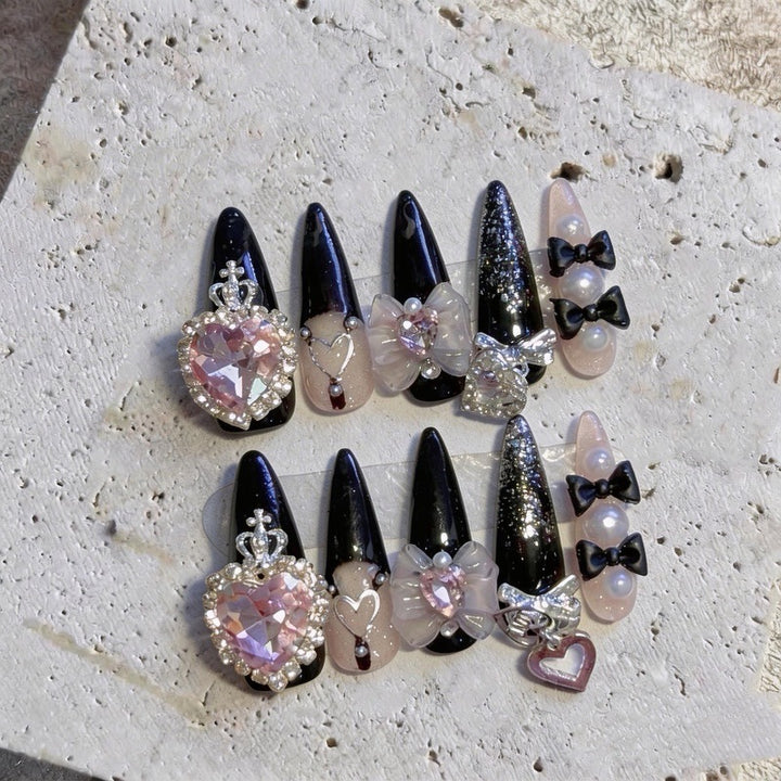 Decorative Rhinestone Press-On Nail Set