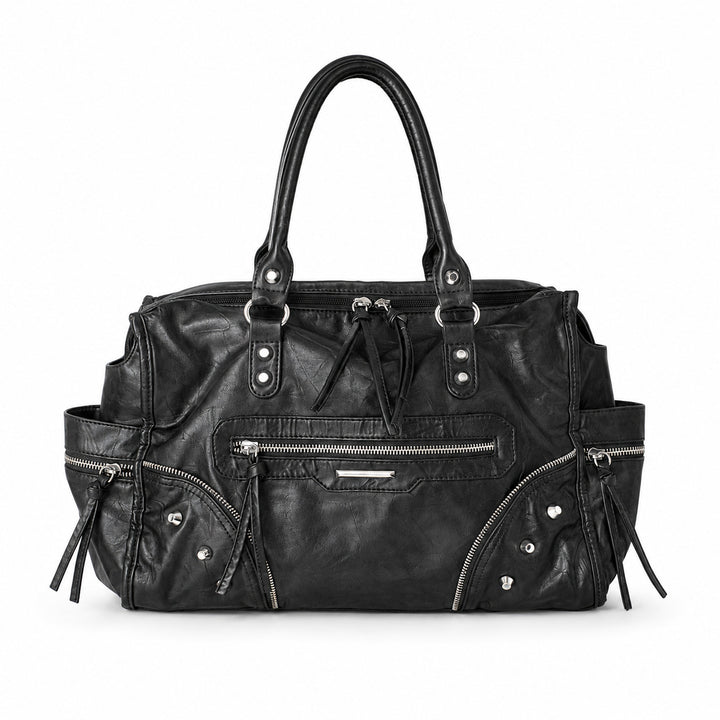 Multi-Pocket Vintage Leather Tote