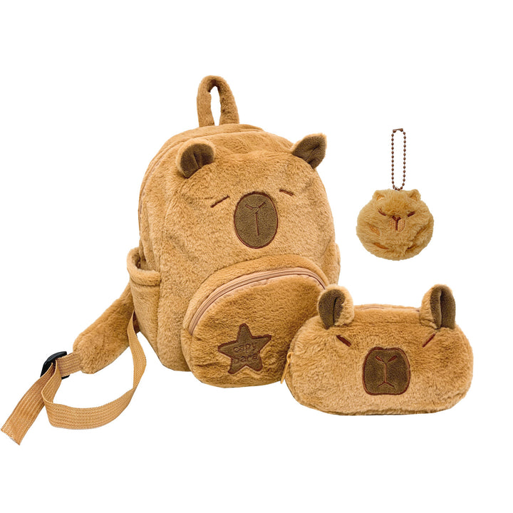 Plush backpack with animal motif and practical compartments Kalsten