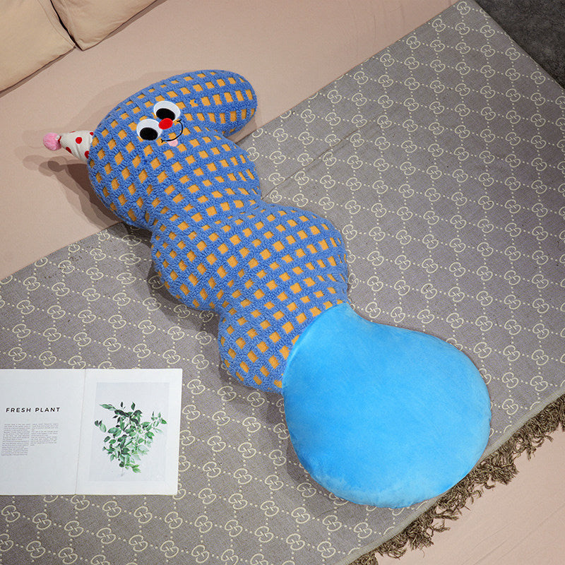 Extra-long plush body pillow in cat shape with neck support