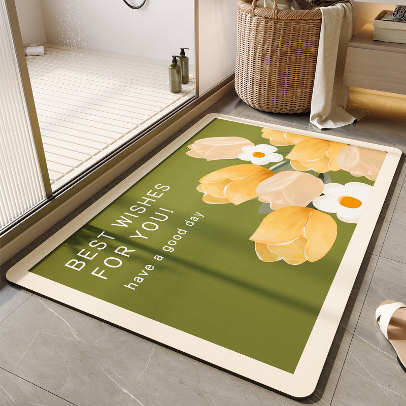 Floral-Themed Soft Bathroom Mat Kalsten