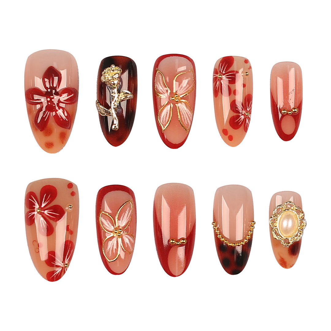 Artistic Floral Design Press-On Nails