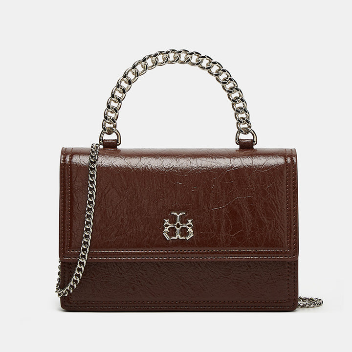Elegant Leather Shoulder Bag with Chain Strap