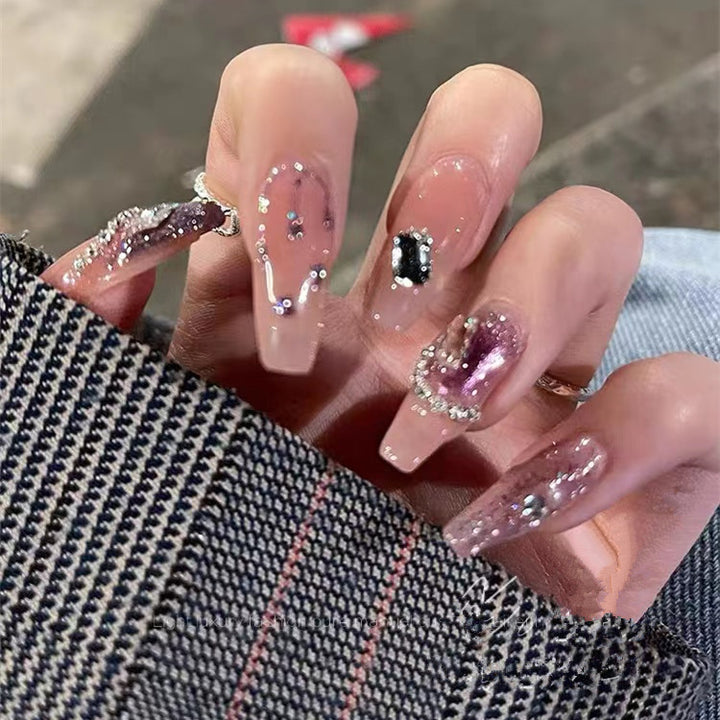 Sparkling Rhinestone-Embellished Press-On Nail Set