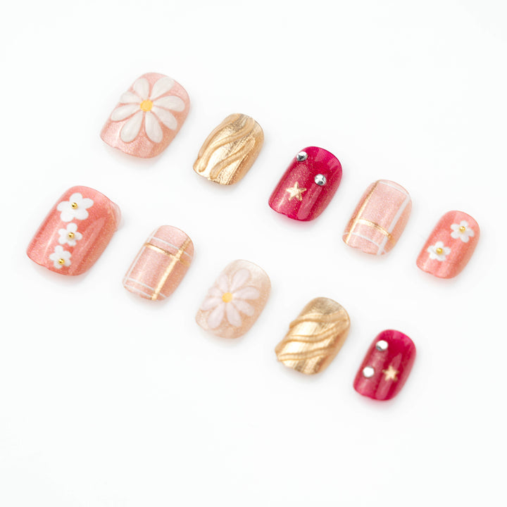 Floral Decorative Press-On Nail Art Kalsten