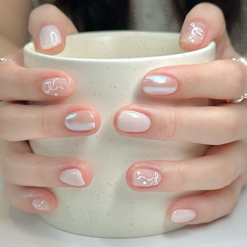 Elegant Press-On Nail Set with Artistic Line Art Designs Kalsten