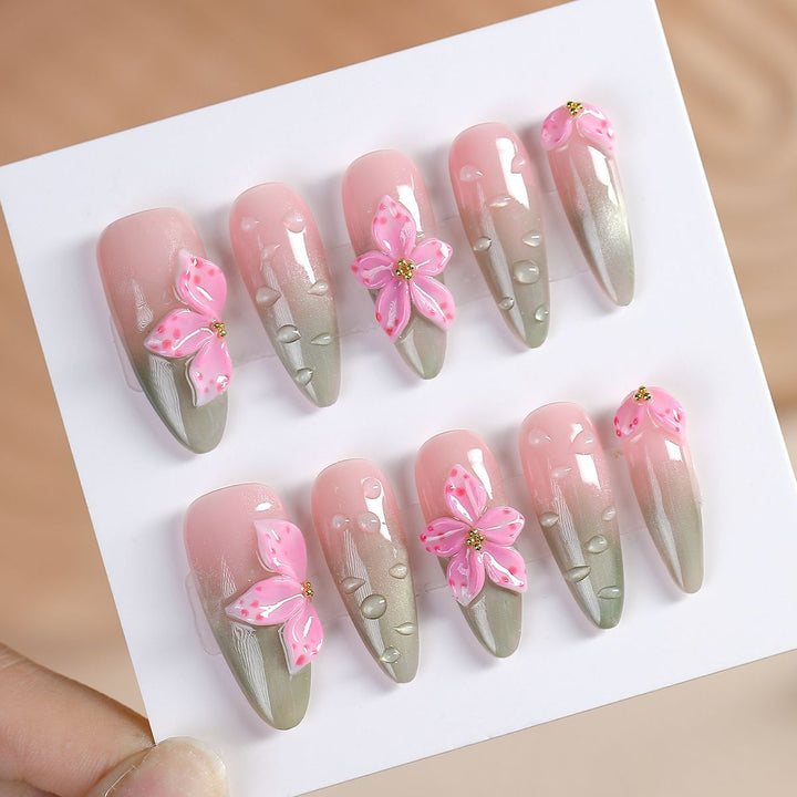Artistic Floral Short Press-On Nails kalsten