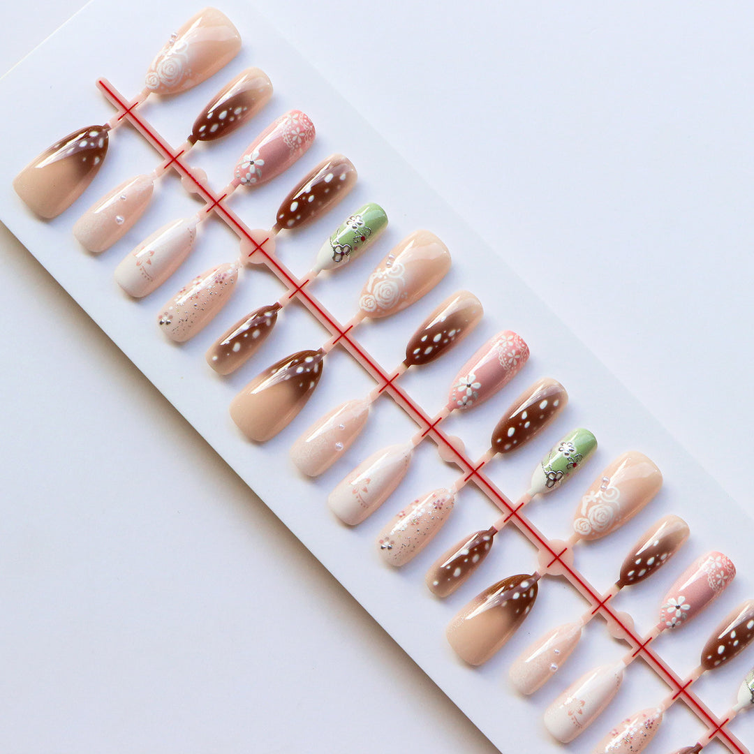 Floral Embellished Press-On Nail Set  1791724359