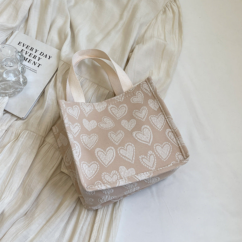 Heart-Embroidered Utility Tote