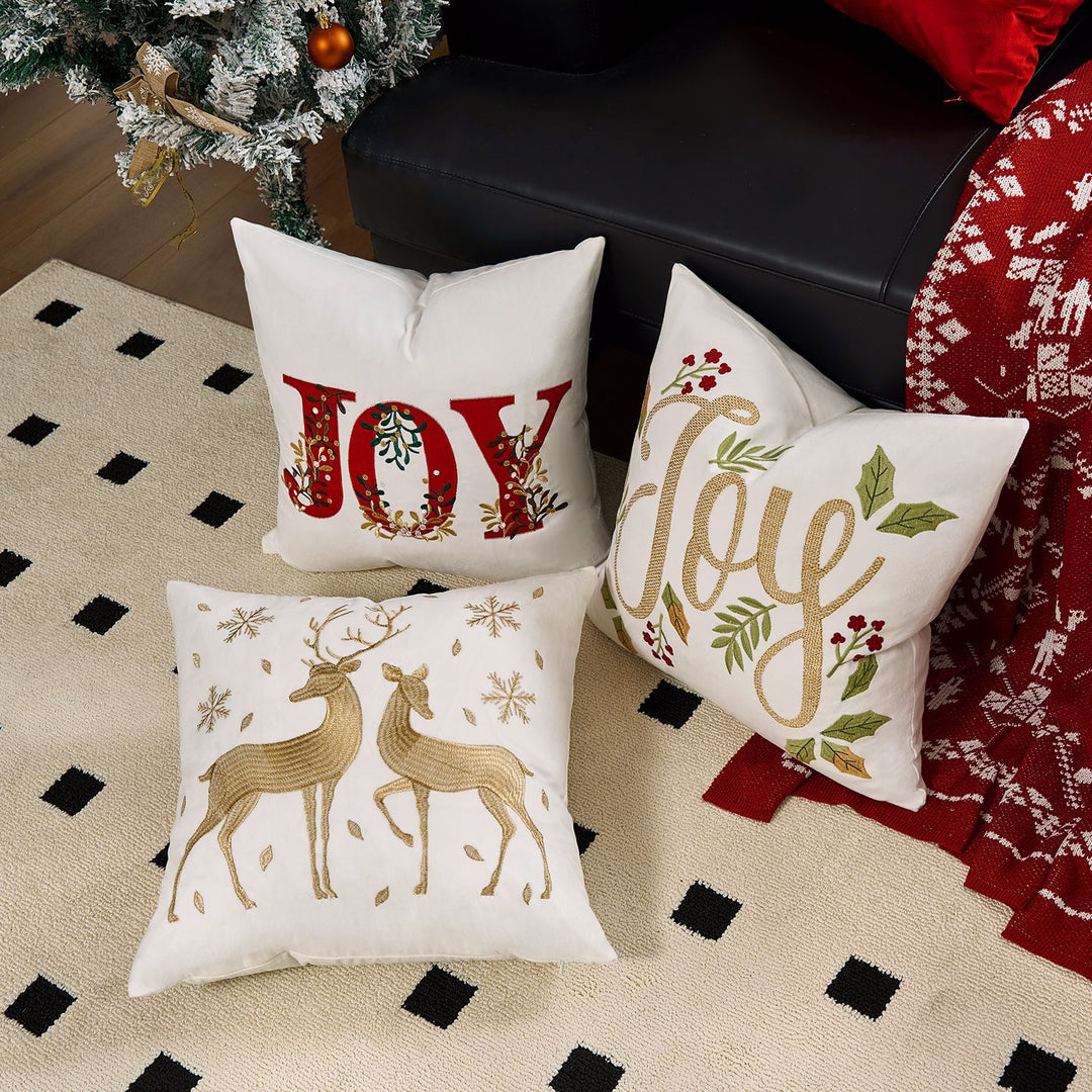 Decorative Holiday Throw Pillow with Deer Silhouette