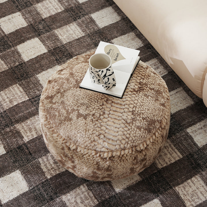 Beef Faux Fur Pouf with Comfort Filling