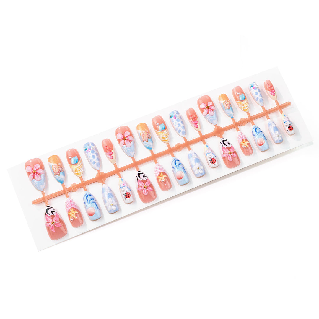 Artistic Ocean-Inspired Press-On Nail Art Set Kalsten 1790636618