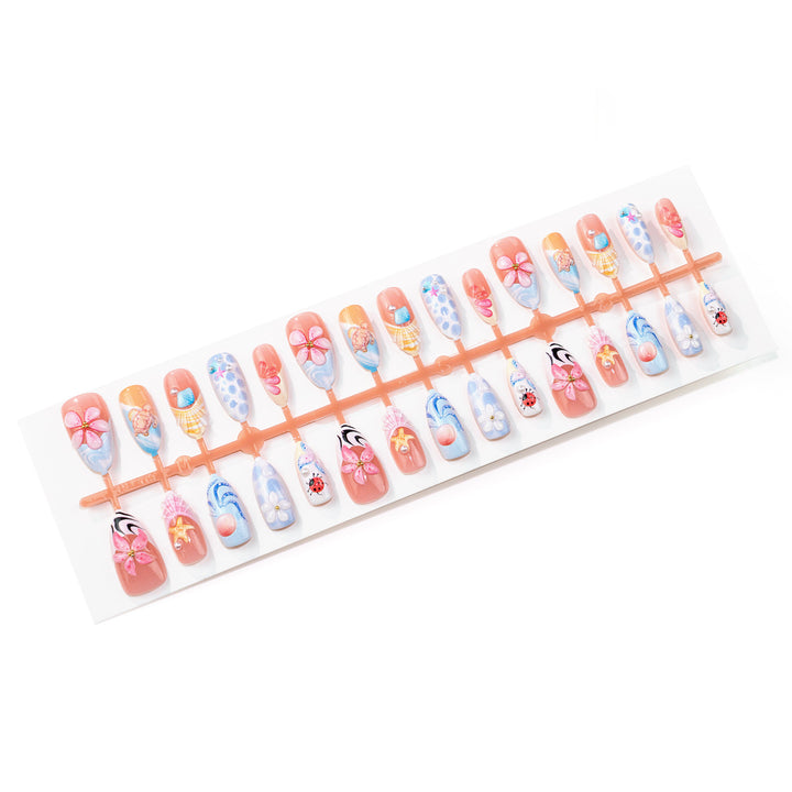Artistic Ocean-Inspired Press-On Nail Art Set Kalsten 1790636618