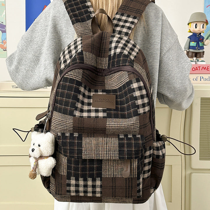 Stylish Vintage Plaid Backpack Kalsten