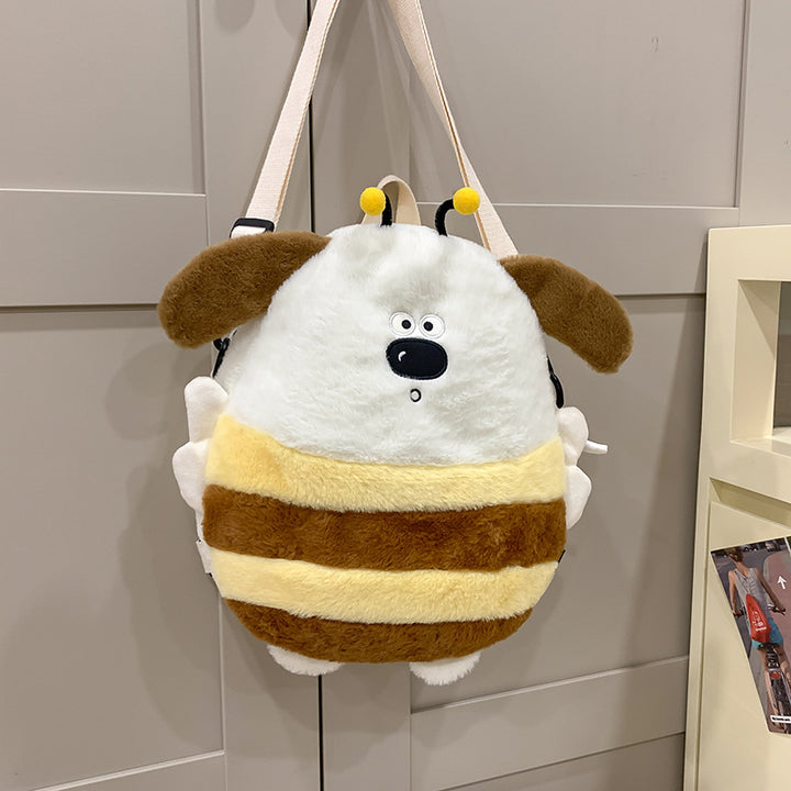 Plush Cartoon Dog-Themed Crossbody Bag