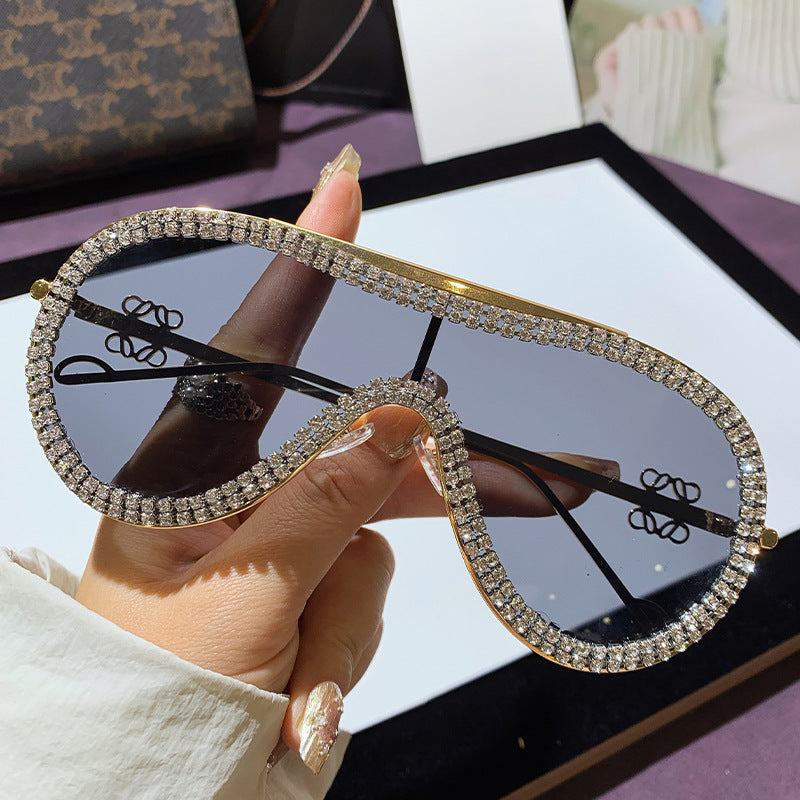 Women's Glamorous Oversized Sunglasses with Rhinestone Accents Kalsten