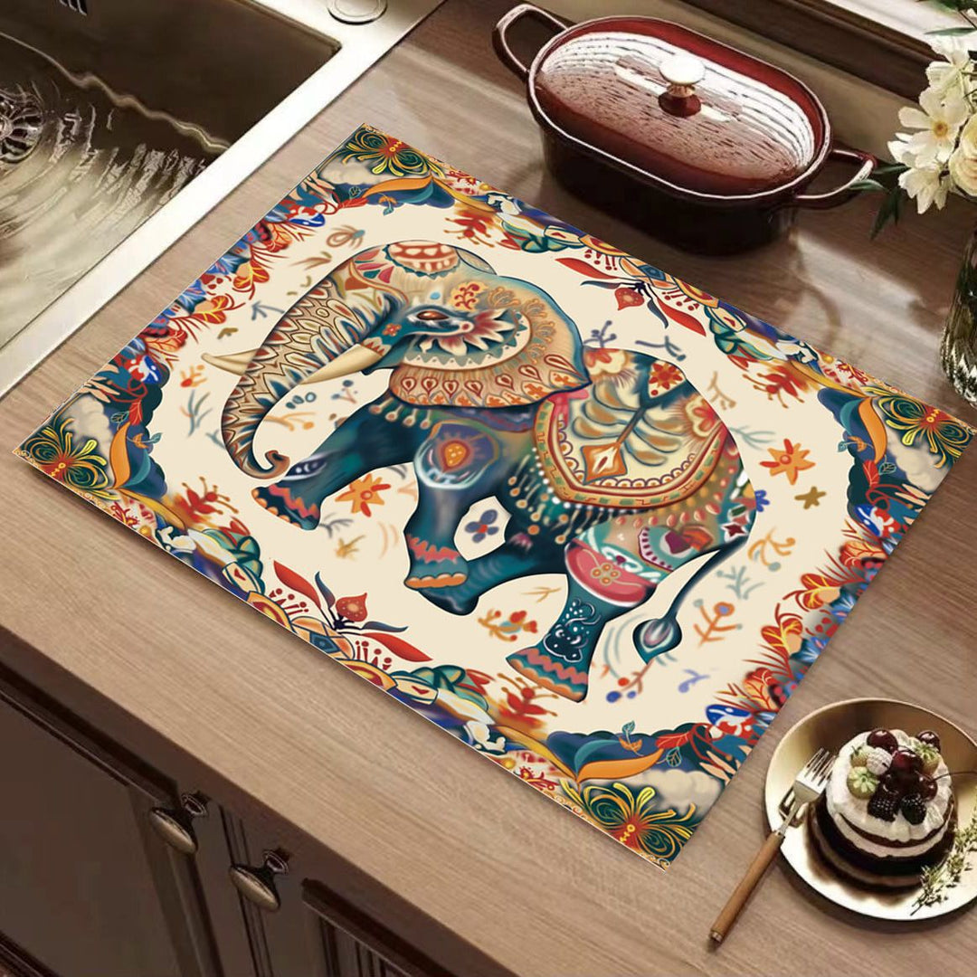 Elephant-Themed Kitchen Mat