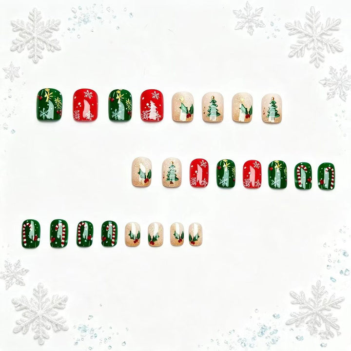 Artificial nails in festive Christmas design Kalsten