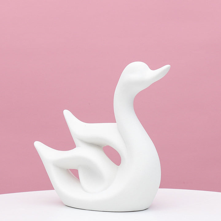 Artistic Swan-Shaped Ceramic Decor Kalsten