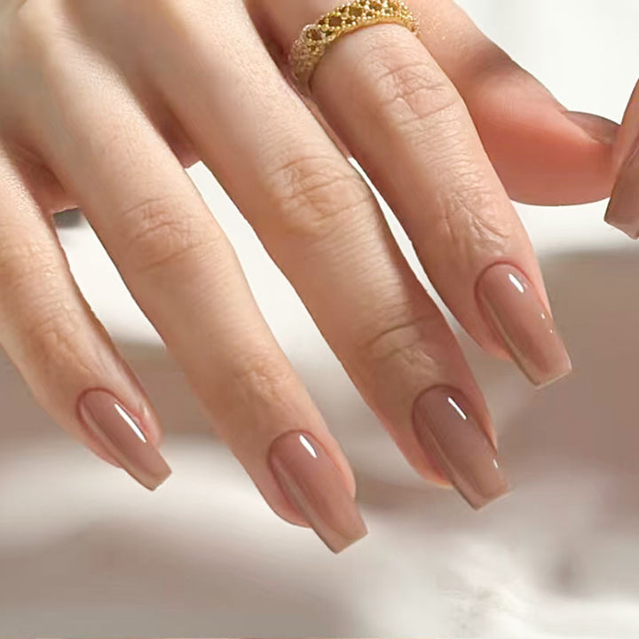 Elegant Coffin-Shaped Press-On Nails