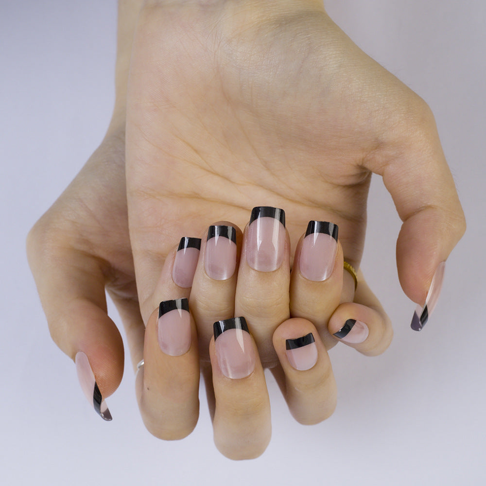 Artificial Nails in Elegant French Design with Glittering Accents Kalsten