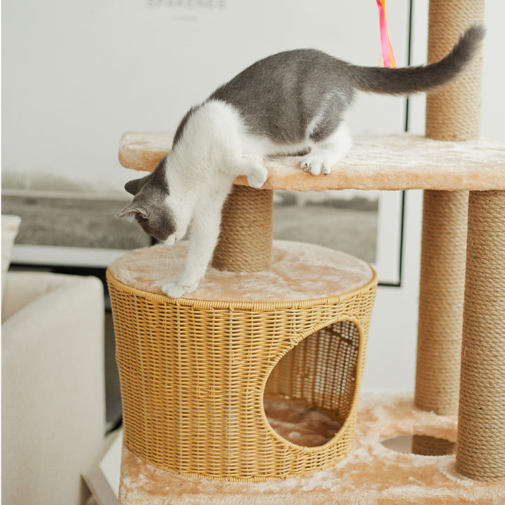 Cat furniture tree with natural rattan elements Kalsten