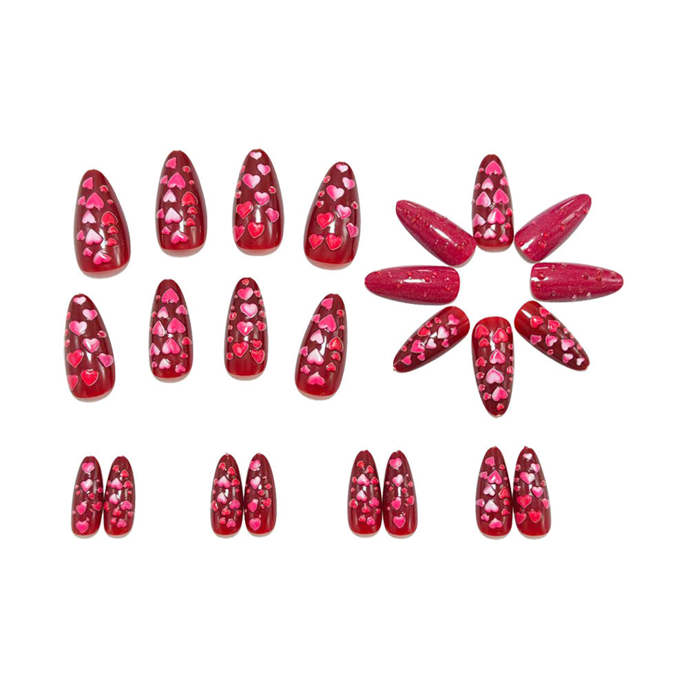 Artificial nails with heart design and gloss finish Kalsten