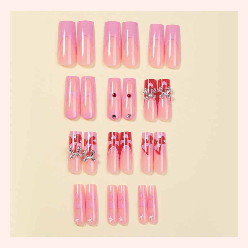 Premium Decorative Press-On Nail Art Set with Rhinestones and Unique Patterns Kalsten