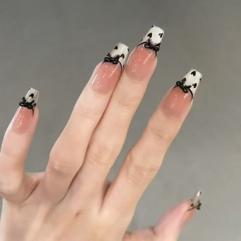 Artistic Press-On Nail Tips with Heart Accents Kalsten