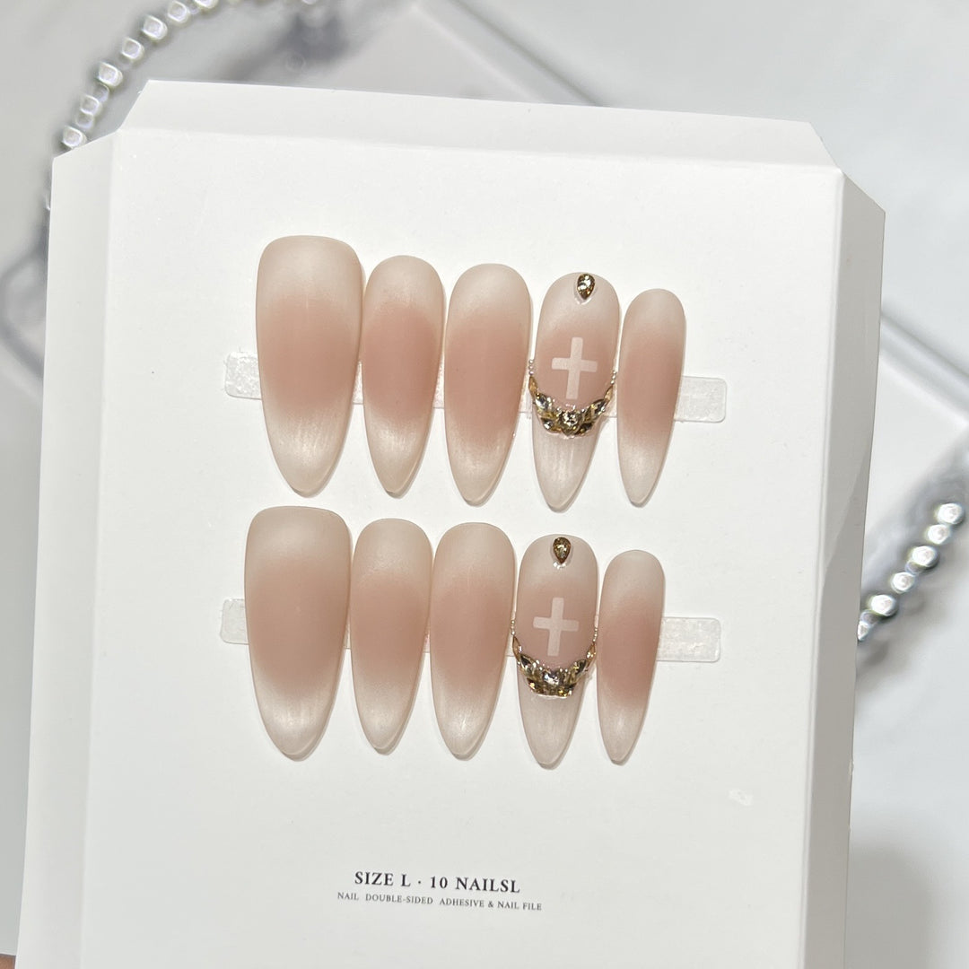 Elegant Stiletto Press-On Nail Art Set with Crystal Accents Kalsten