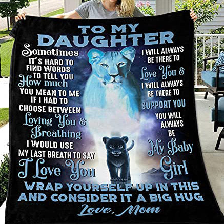 Sentimental Fleece Throw Blanket With Lion And Cub Graphic And Heartfelt Message For Dad