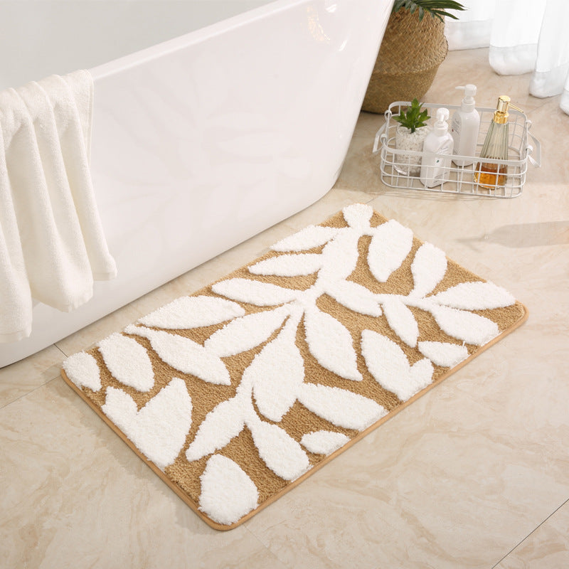 Leaf Patterned Luxury Bath Mat Kalsten